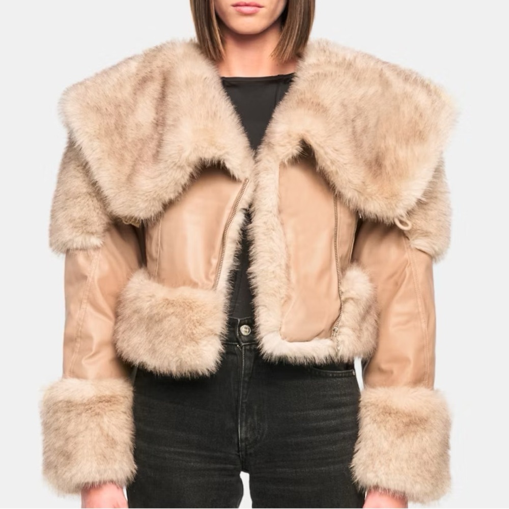 NWT Revolve OW Collection Toronto Fur Crop Jacket Coat